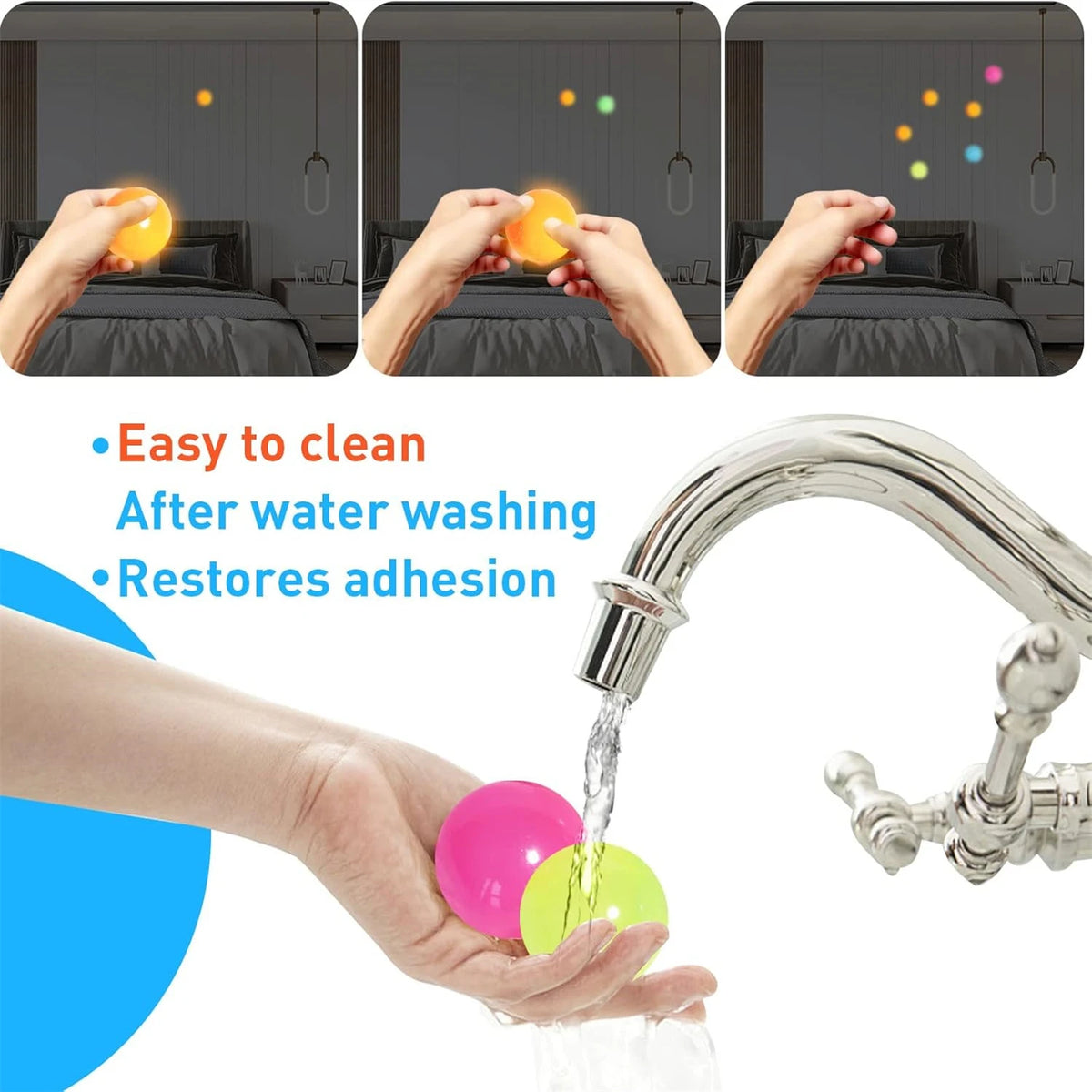 5 10pcs Glow in the Dark Sticky Balls - Squishy Stress Relief Toys - product image 4