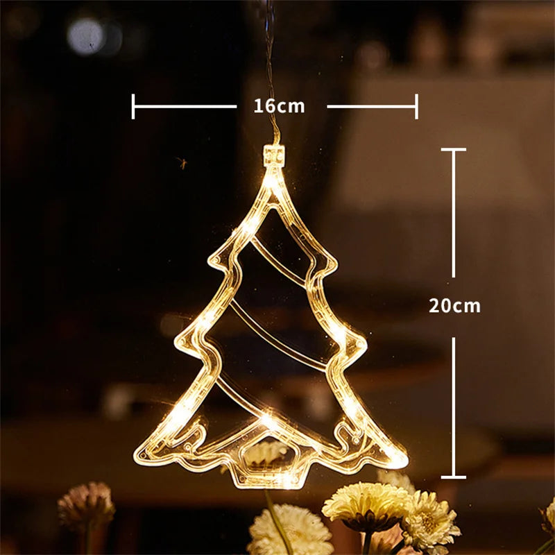 Christmas LED Light Snowflake Santa Hanging Sucker Lamp Window Decor - product image 5