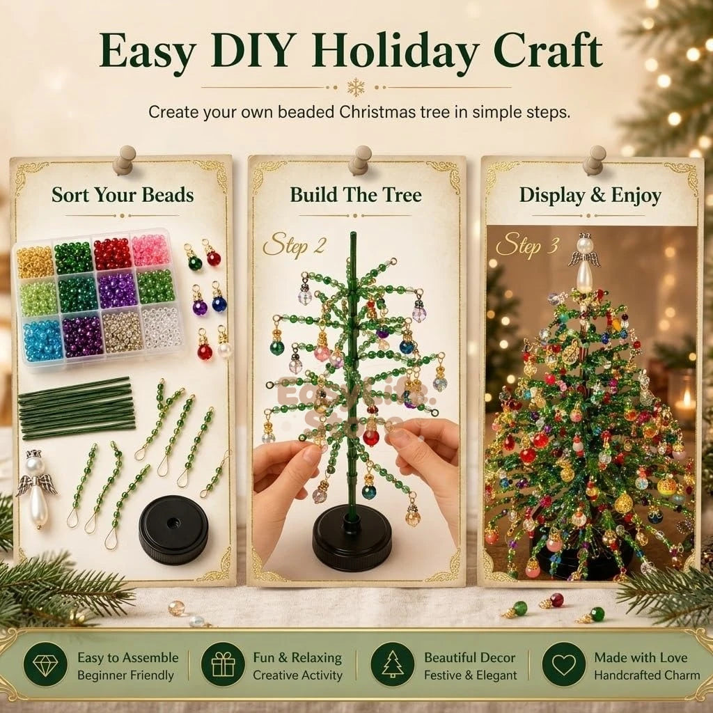 DIY Beaded Christmas Tree Kit Crystal Bead Craft Set with LED Lights - product image 11