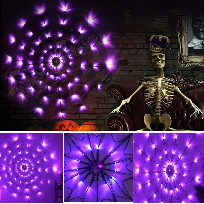Glowing Halloween Spider Web Decoration Lights (Indoor or Outdoor)