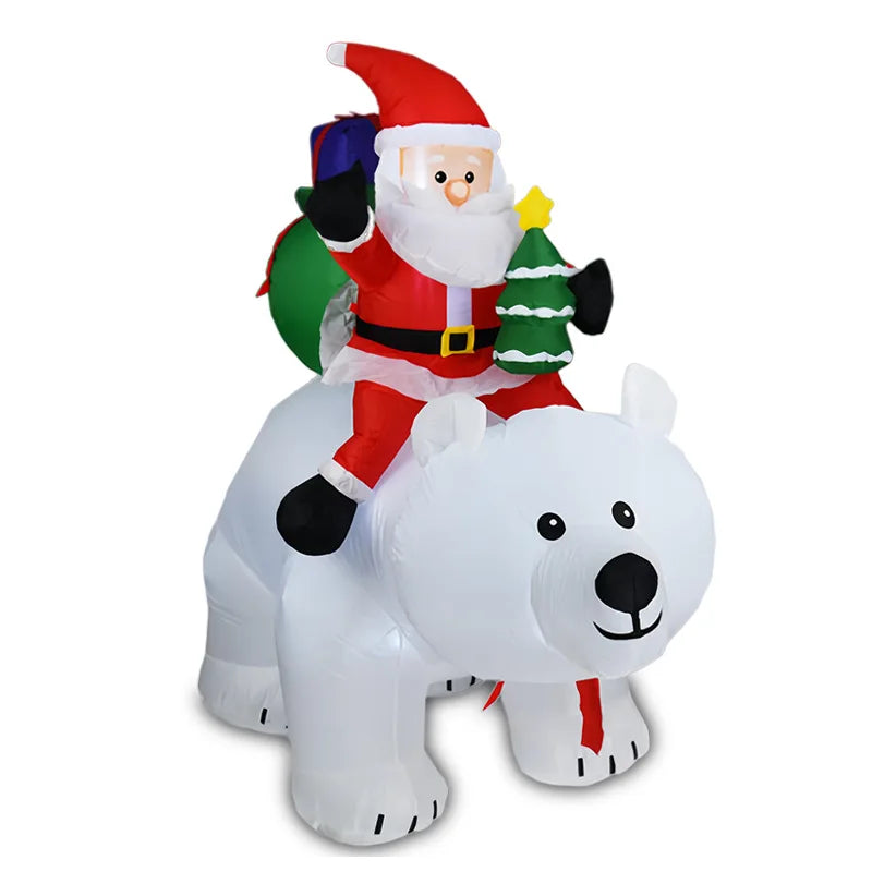Santa Riding a Polar Bear LED Christmas Inflatable