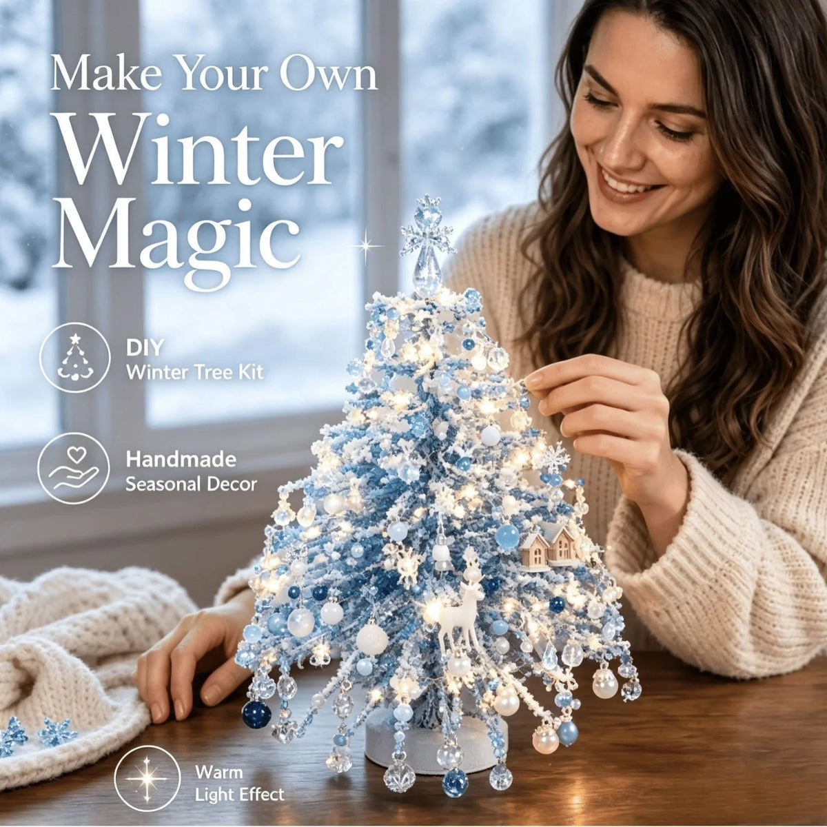 DIY Beaded Christmas Tree Kit Crystal Bead Craft Set with LED Lights - product image 17