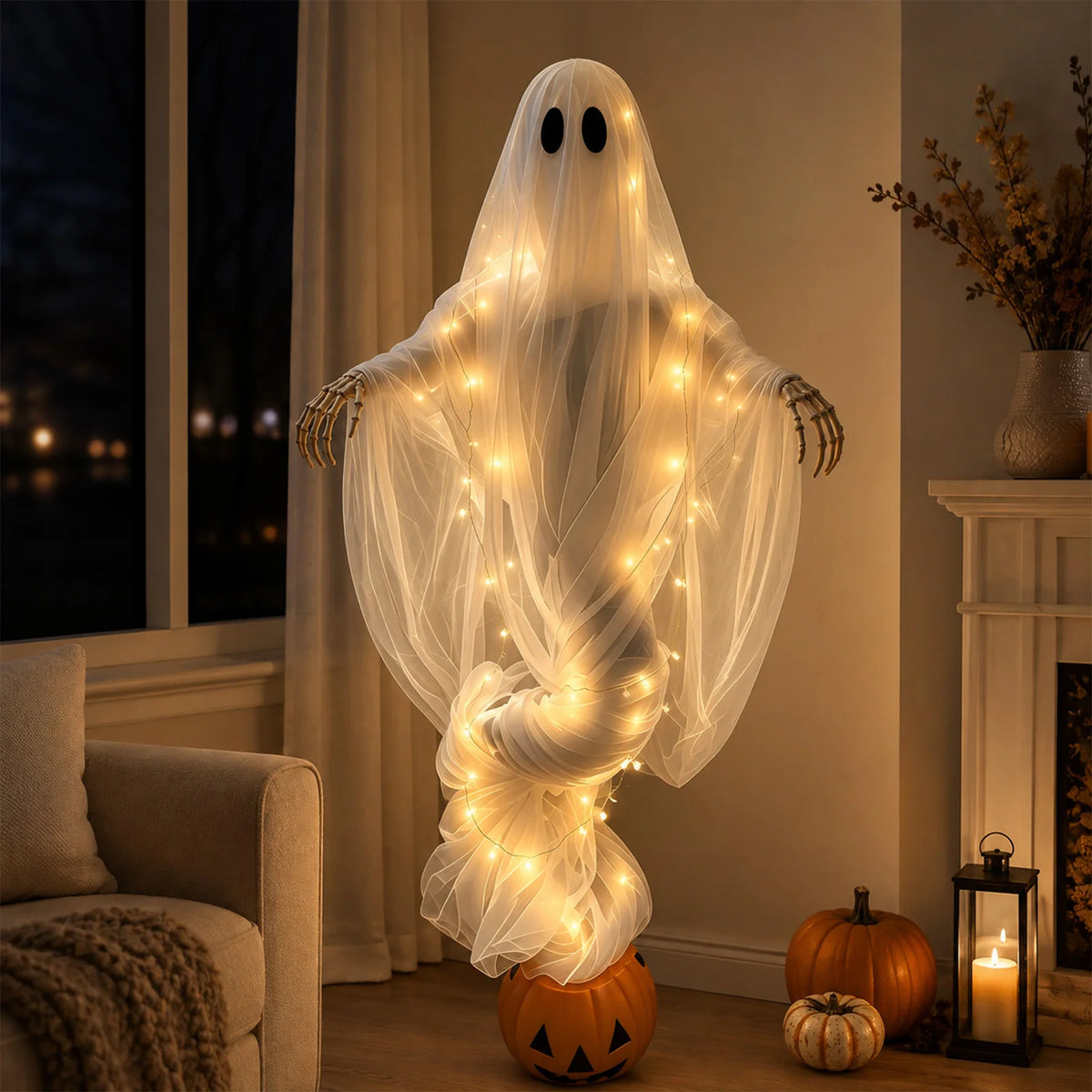 Halloween Pumpkin and Ghost Ambient Lights Outdoor Yard Decor Garden - image 12