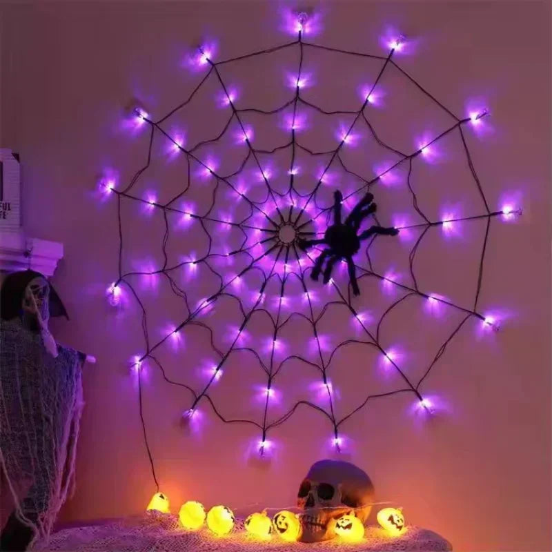 Glowing Halloween Spider Web Decoration Lights (Indoor or Outdoor)