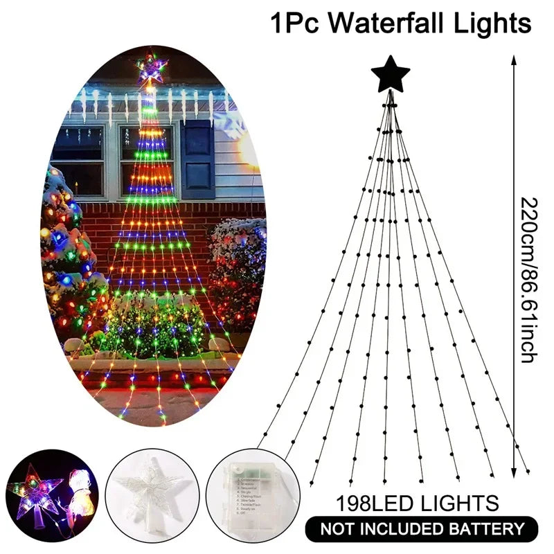 Christmas Tree Waterfall Lights Fairy String for Home Decor - product image 13