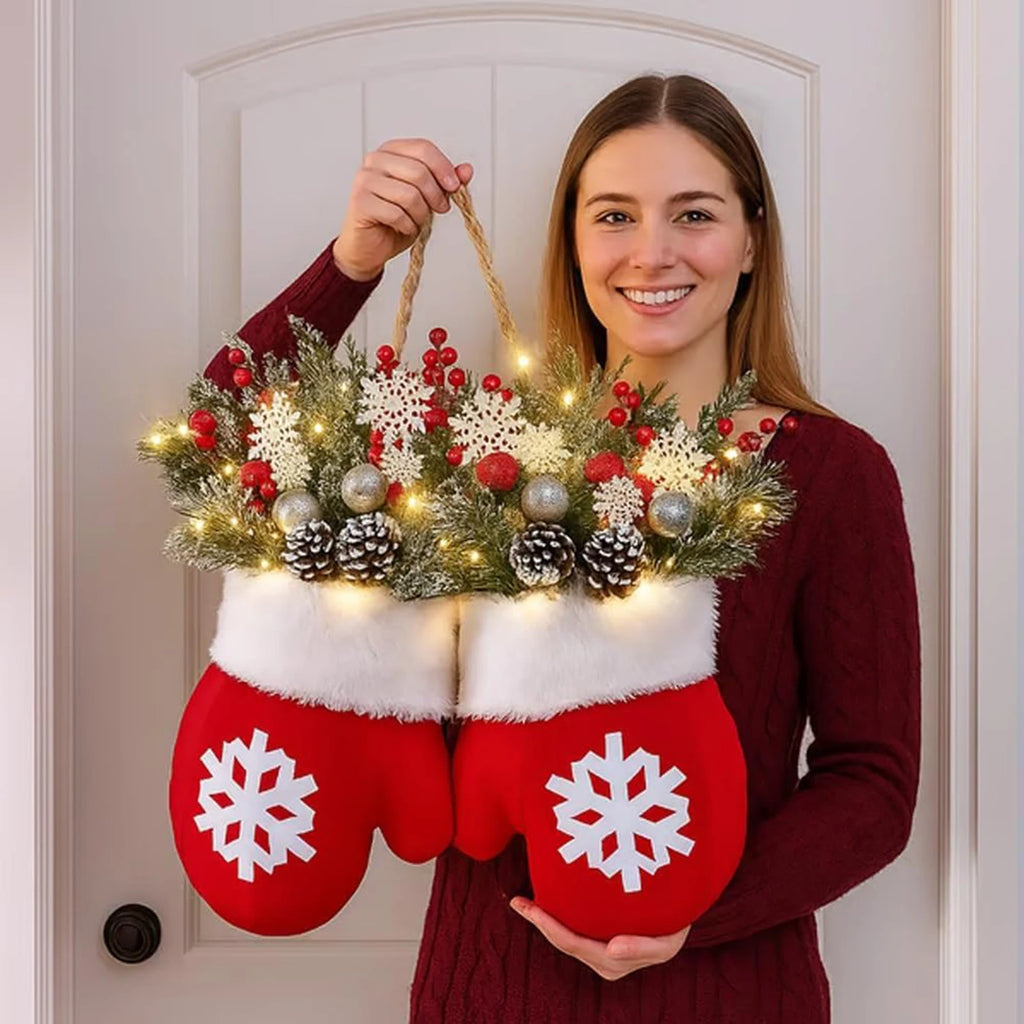 Christmas Gloves Wreath with Light Festive Hanging Wall Decor - product image 9